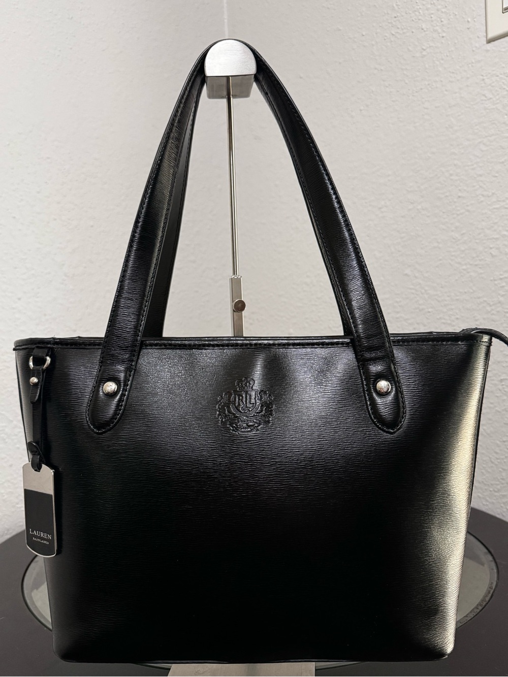 Lauren Ralph Lauren Black Leather Tote Bag - Picture 6 of 15